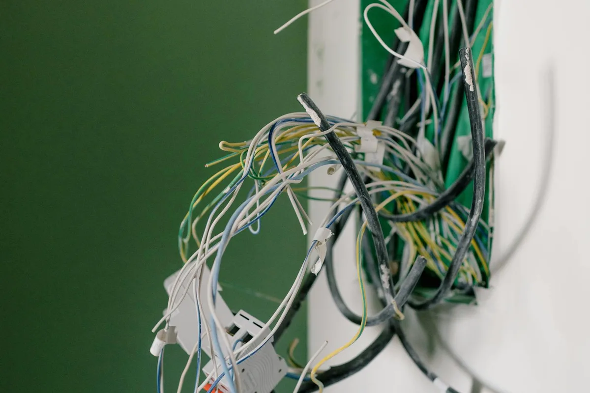 Corte da calha de PVC com serra de dentes finos e fixação da base ao longo do percurso marcado
